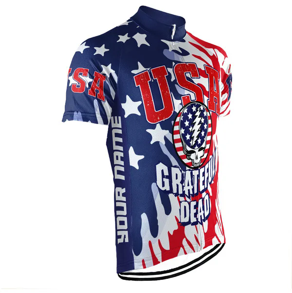 Customized USA Grateful Dead Fan Men's Cycling Jersey Short Sleeve