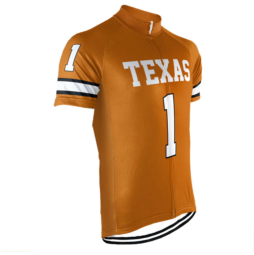 Customized Texas Longhorns Men's Cycling Jersey Short Sleeve