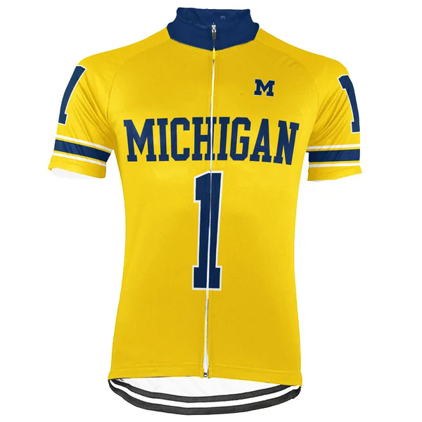 Customized Michigan Wolverines Men's Cycling Jersey Short Sleeve