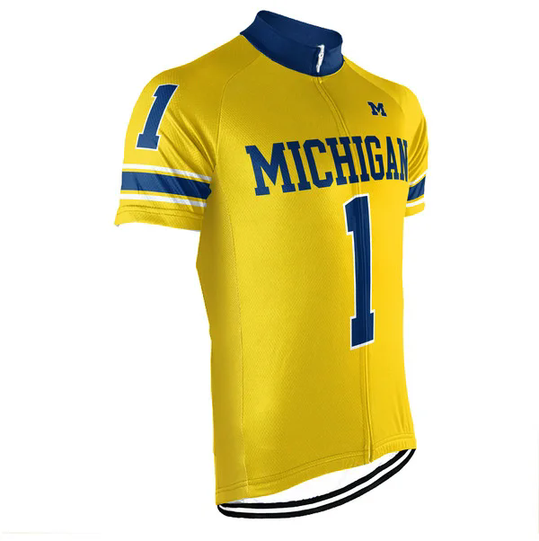 Customized Michigan Wolverines Men's Cycling Jersey Short Sleeve