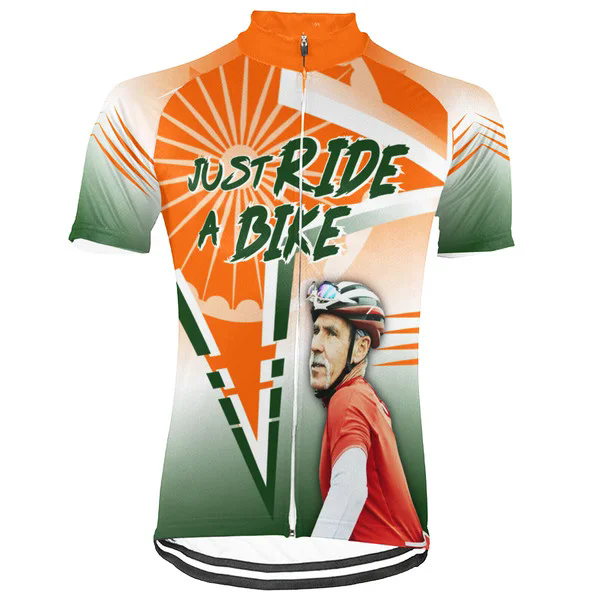Customized Image Just Ride a Bike Men's Cycling Jersey Short Sleeve