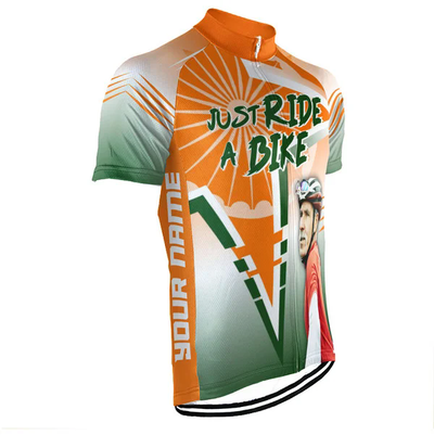 Customized Image Just Ride a Bike Men's Cycling Jersey Short Sleeve