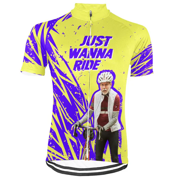 Customized Image Just Wanna Ride Men's Cycling Jersey Short Sleeve