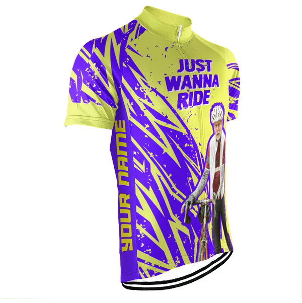 Customized Image Just Wanna Ride Men's Cycling Jersey Short Sleeve