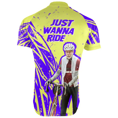 Customized Image Just Wanna Ride Men's Cycling Jersey Short Sleeve
