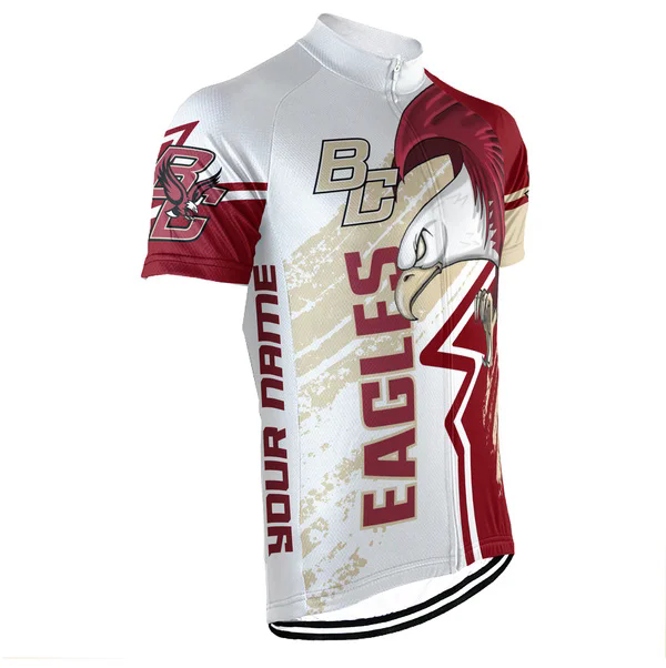 Customized Boston College Eagles Men's Cycling Jersey Short Sleeve
