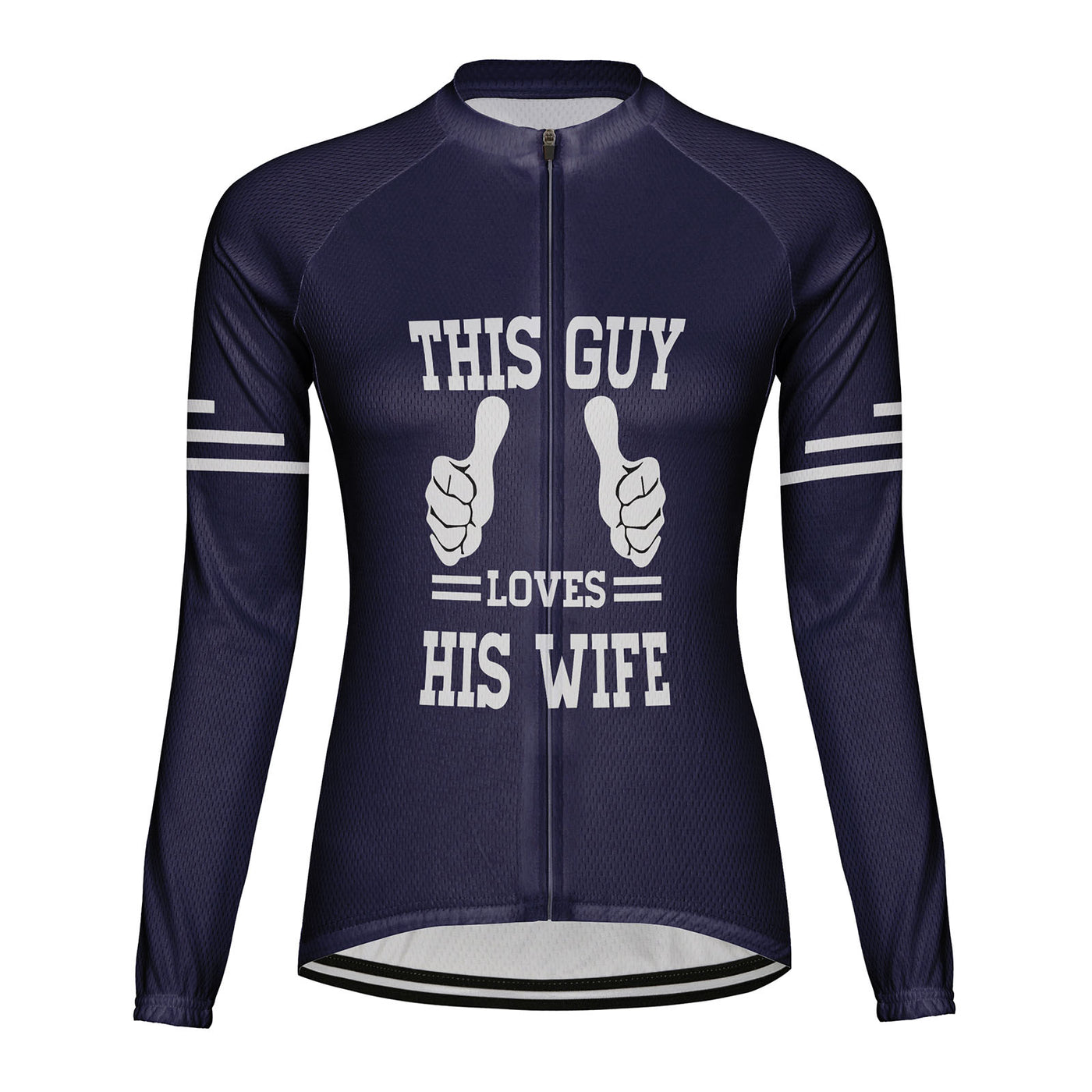 Customized This Guy Loves His Wife Women's Thermal Fleece Cycling Jersey Long Sleeve