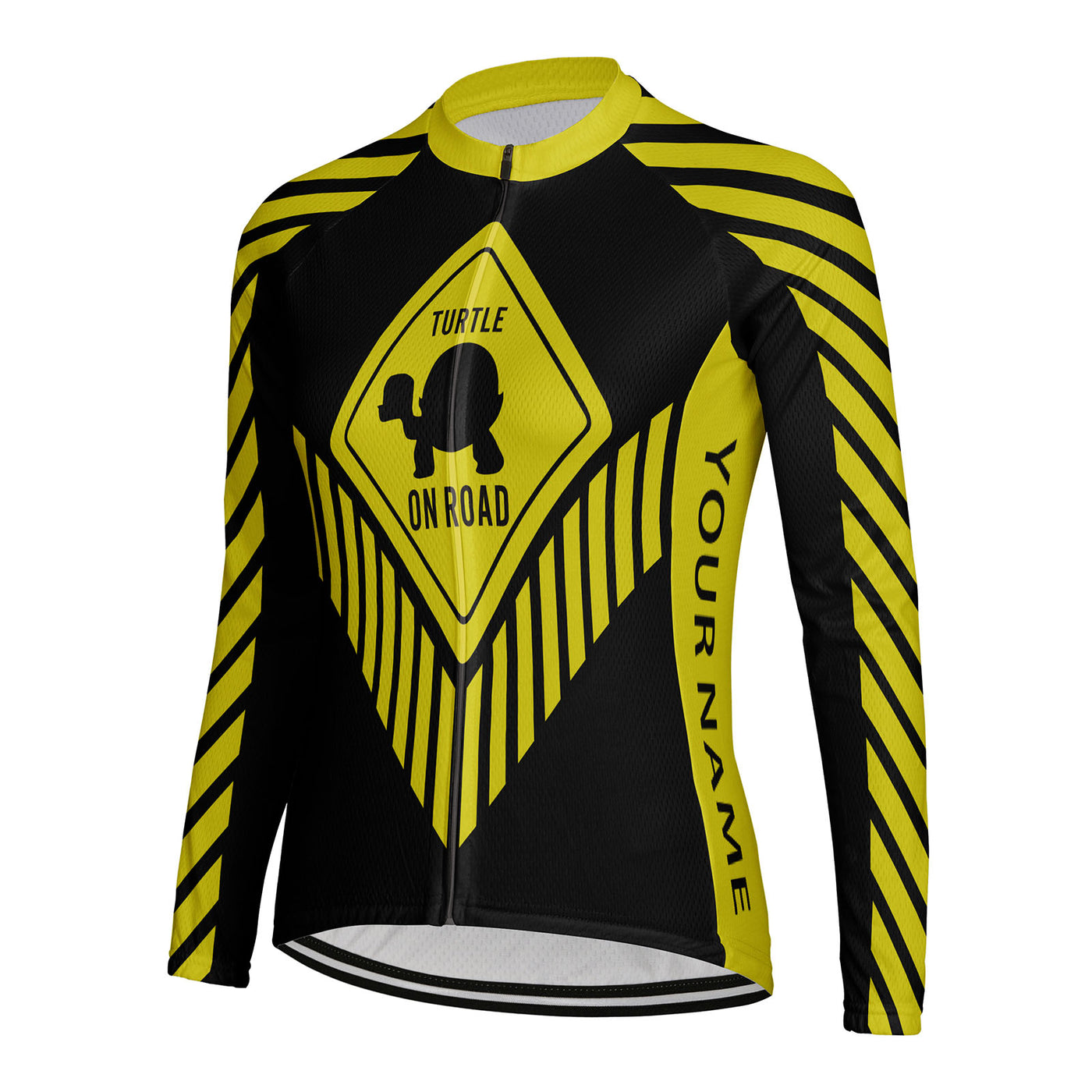 Customized Turtle On Road Women's Thermal Fleece Cycling Jersey Long Sleeve