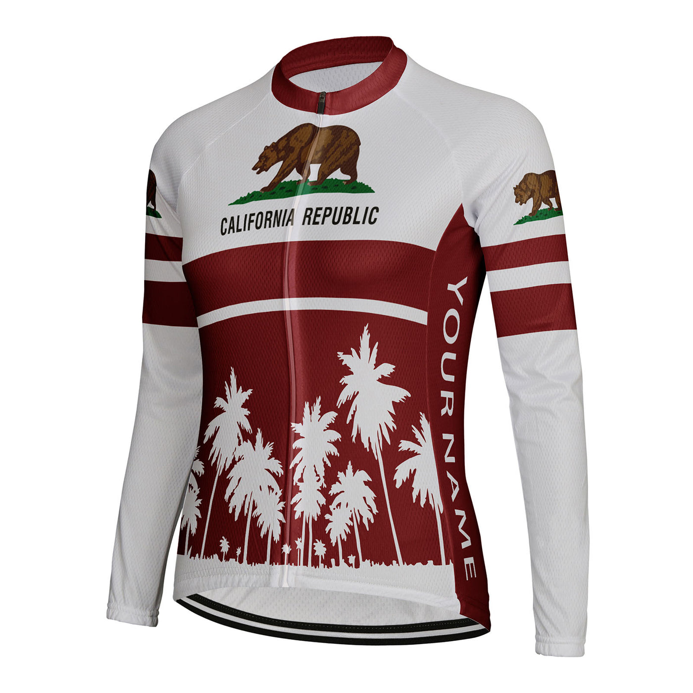 Customized California Women's Thermal Fleece Cycling Jersey Long Sleeve