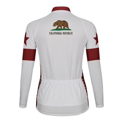 Customized California Women's Thermal Fleece Cycling Jersey Long Sleeve