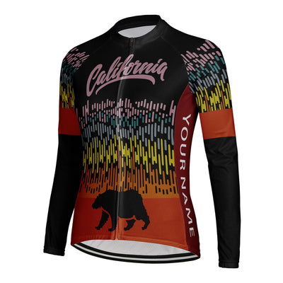 Customized California Women's Thermal Fleece Cycling Jersey Long Sleeve