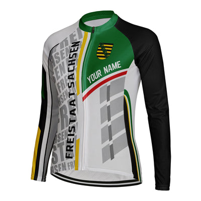 Personalized Freistaat Sachsen Women's Winter Thermal Fleece Cycling Jersey Long Sleeve