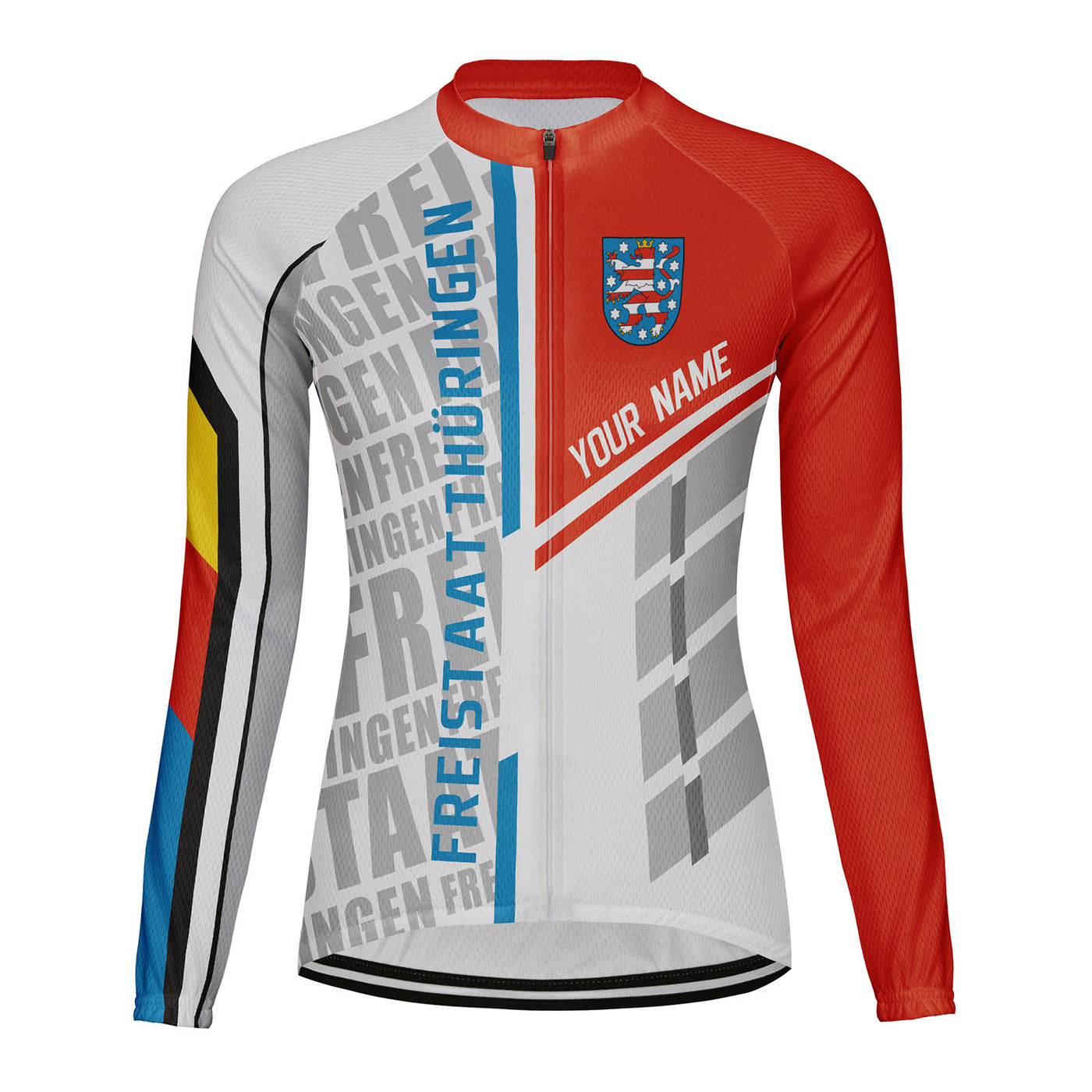Personalized Freistaat Thüringen Women's Winter Thermal Fleece Cycling Jersey Long Sleeve
