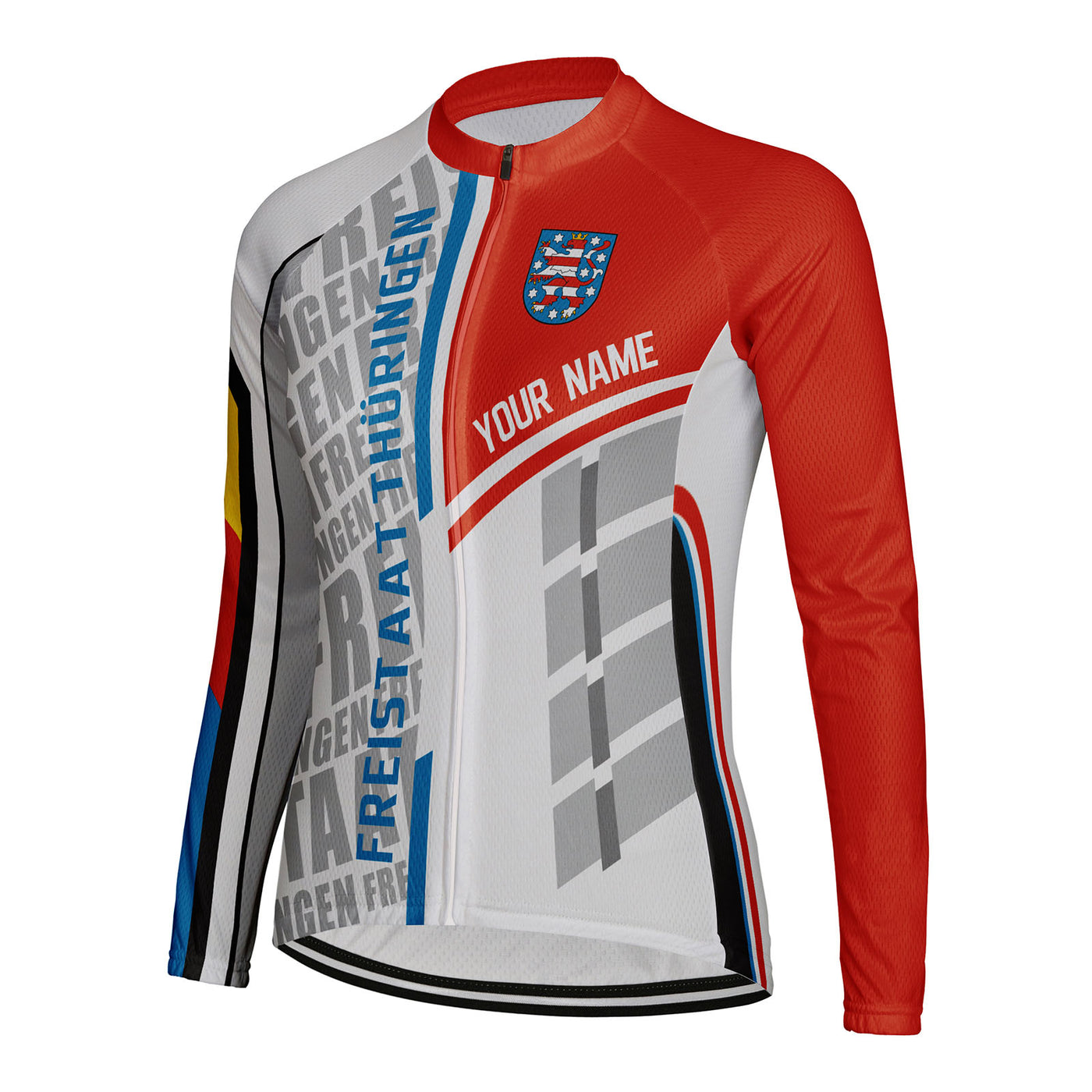 Personalized Freistaat Thüringen Women's Winter Thermal Fleece Cycling Jersey Long Sleeve