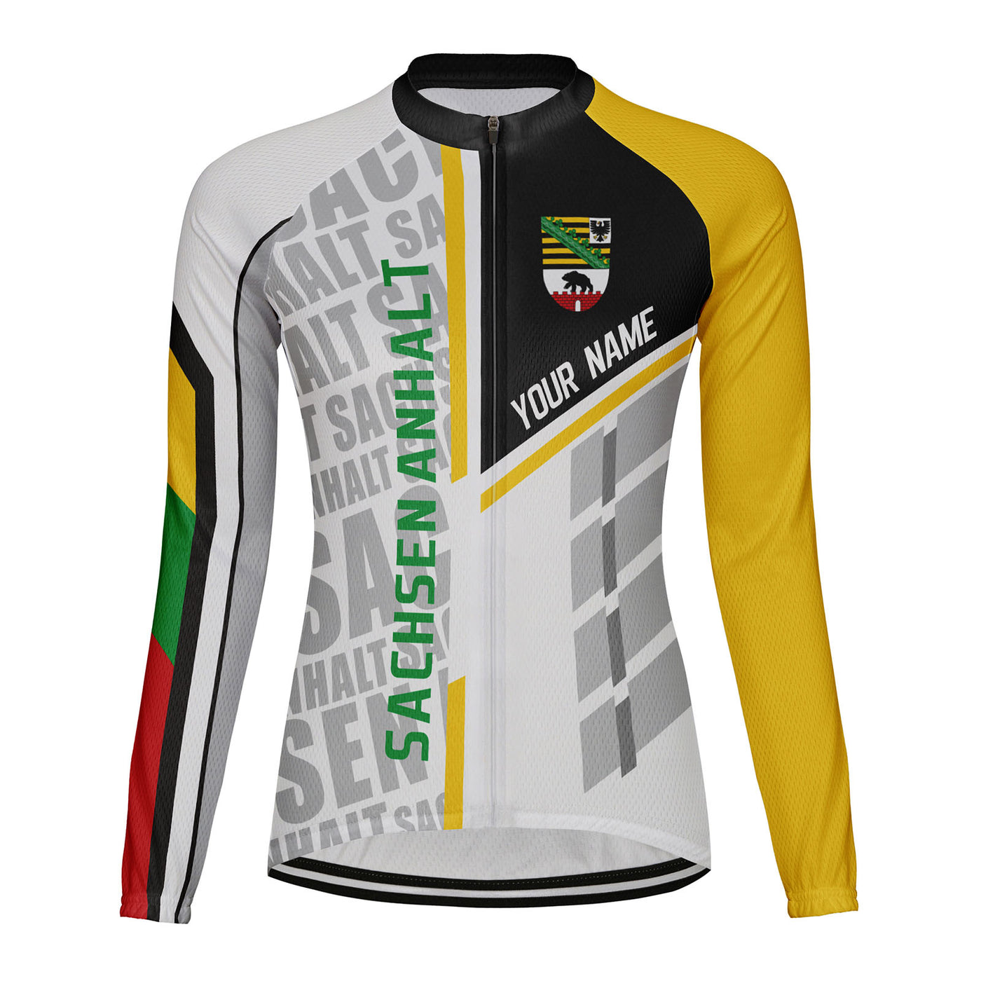 Personalized Sachsen Anhalt Women's Winter Thermal Fleece Cycling Jersey Long Sleeve