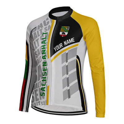 Personalized Sachsen Anhalt Women's Winter Thermal Fleece Cycling Jersey Long Sleeve