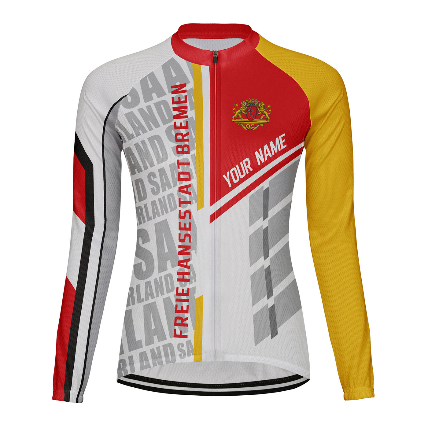 Personalized Freie Hansestadt Bremen Women's Winter Thermal Fleece Cycling Jersey Long Sleeve
