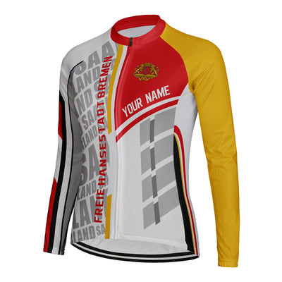 Personalized Freie Hansestadt Bremen Women's Winter Thermal Fleece Cycling Jersey Long Sleeve