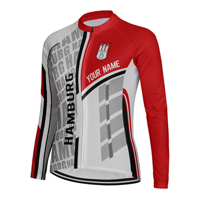 Personalized Hamburg Women's Winter Thermal Fleece Cycling Jersey Long Sleeve