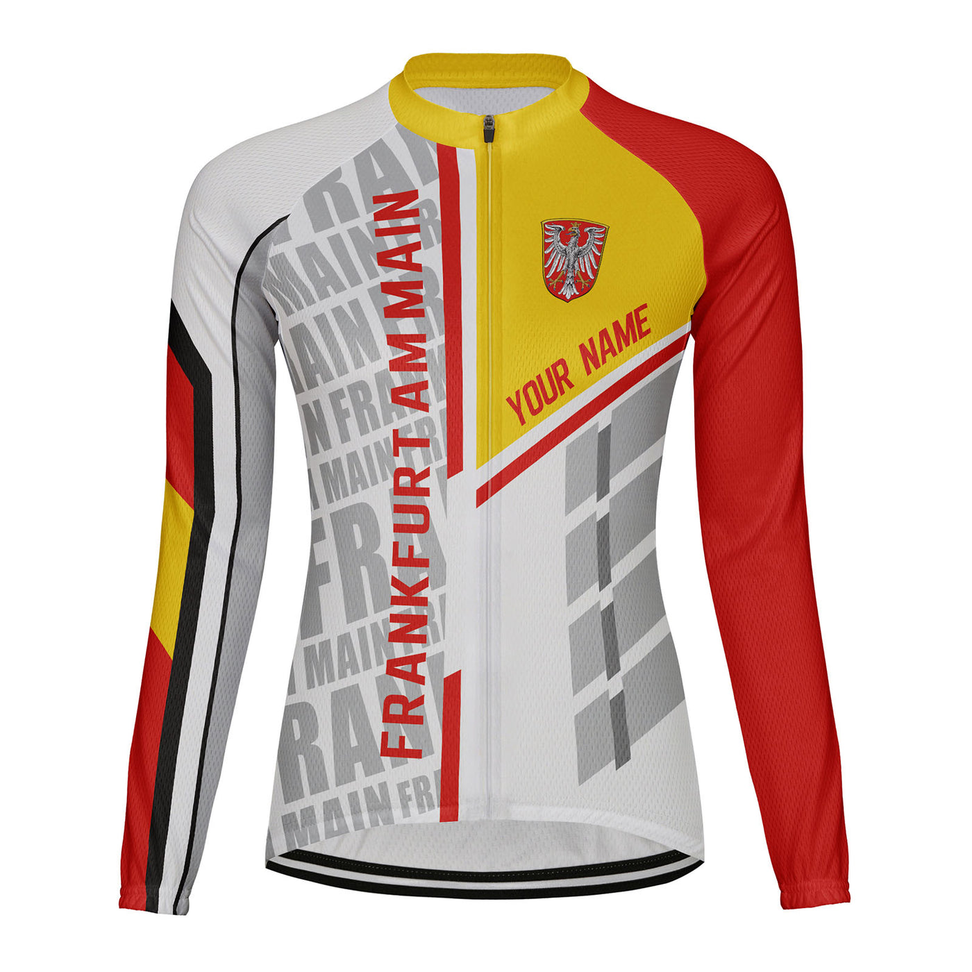 Personalized Frankfurt am Main Women's Winter Thermal Fleece Cycling Jersey Long Sleeve