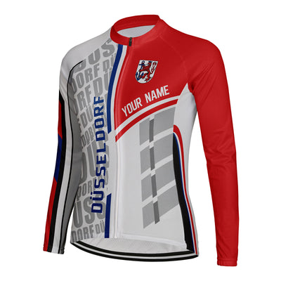 Personalized Düsseldorf Women's Winter Thermal Fleece Cycling Jersey Long Sleeve