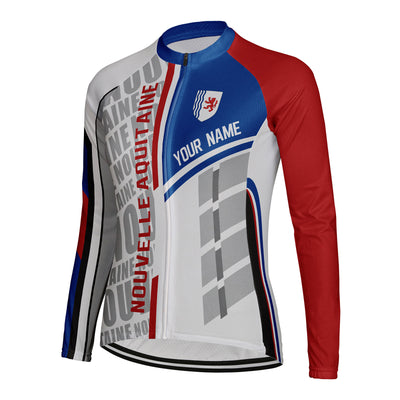 Personalized Nouvelle Aquitaine Women's Winter Thermal Fleece Cycling Jersey Long Sleeve