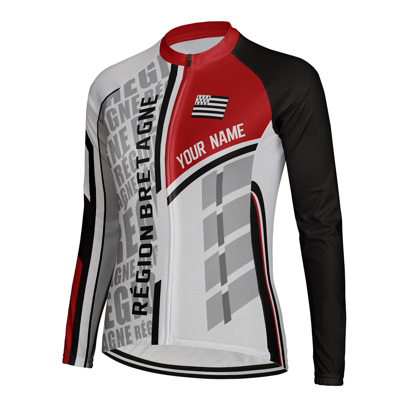 Personalized Région Bretagne Women's Winter Thermal Fleece Cycling Jersey Long Sleeve