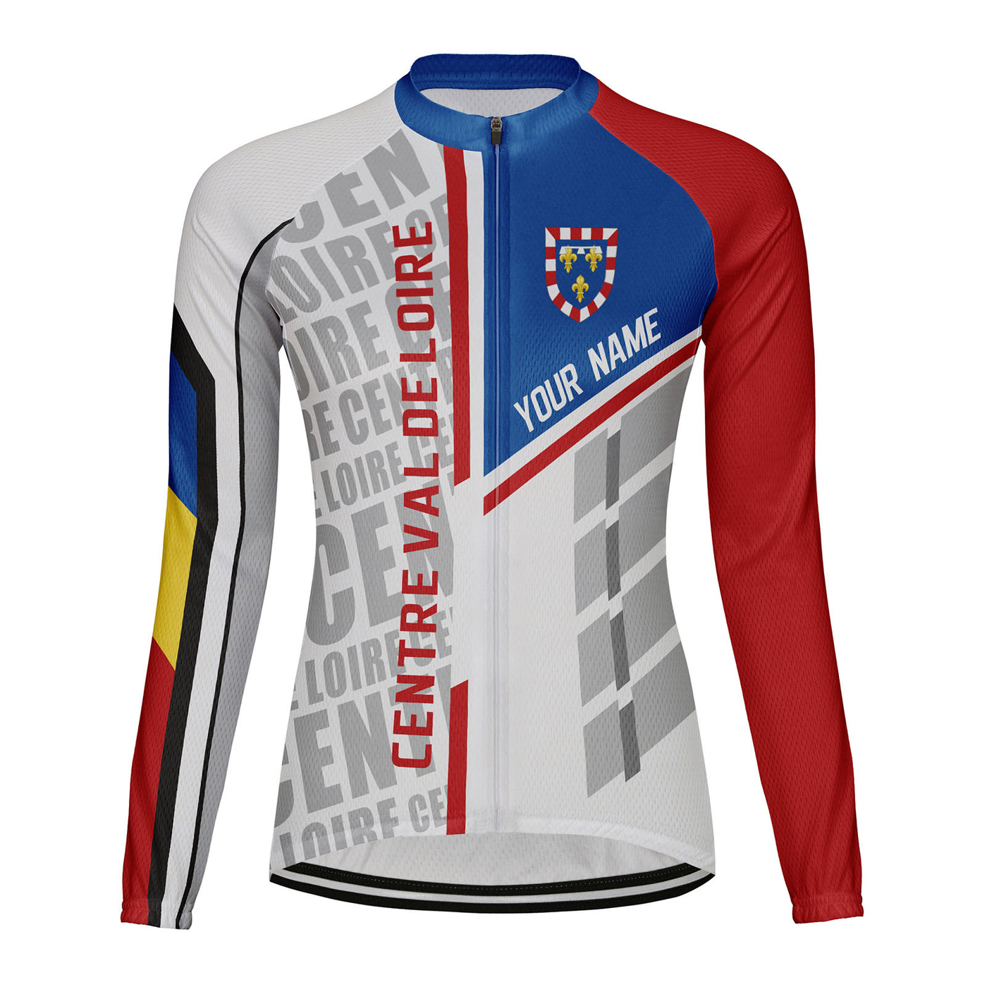 Personalized Centre Val de Loire Women's Winter Thermal Fleece Cycling Jersey Long Sleeve