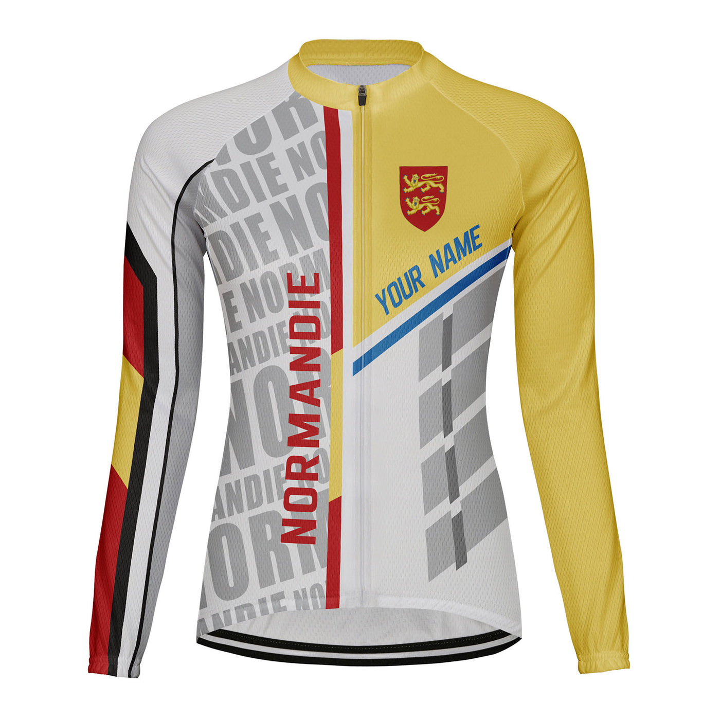 Personalized Normandie Women's Winter Thermal Fleece Cycling Jersey Long Sleeve