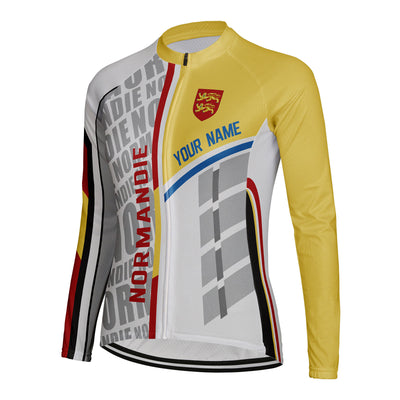 Personalized Normandie Women's Winter Thermal Fleece Cycling Jersey Long Sleeve