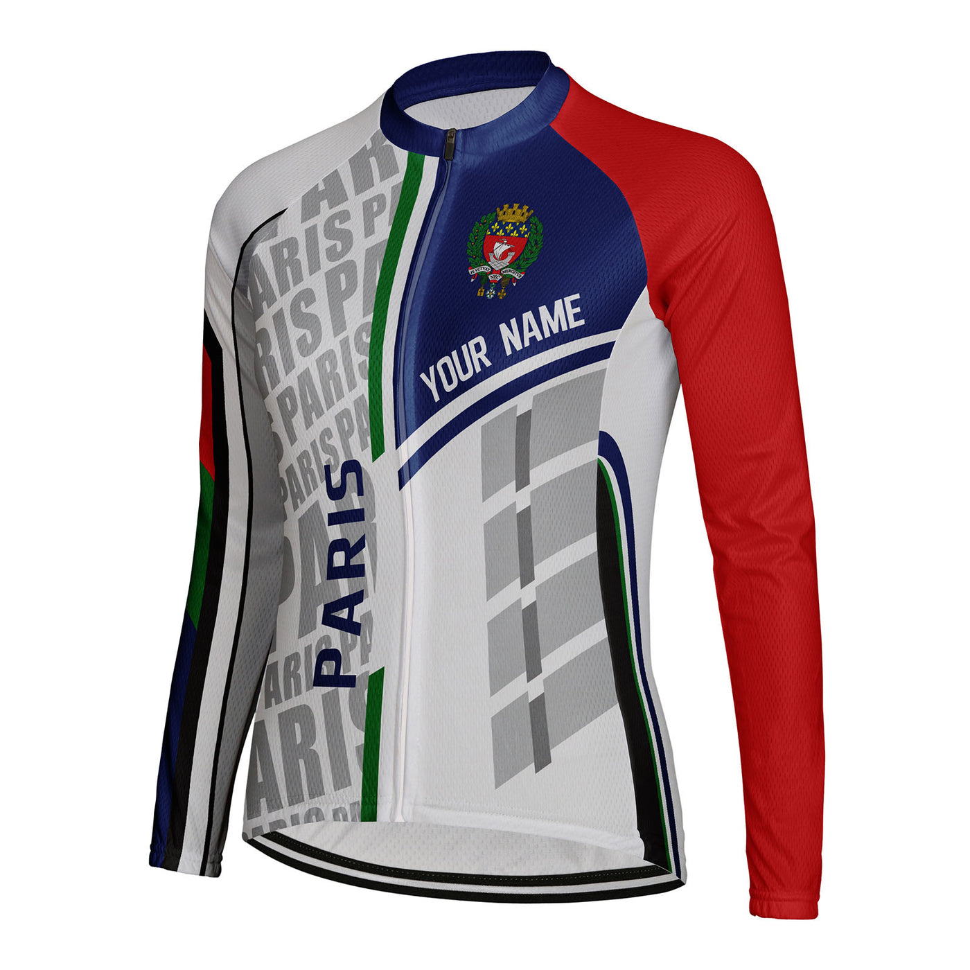 Personalized Paris Women's Winter Thermal Fleece Cycling Jersey Long Sleeve