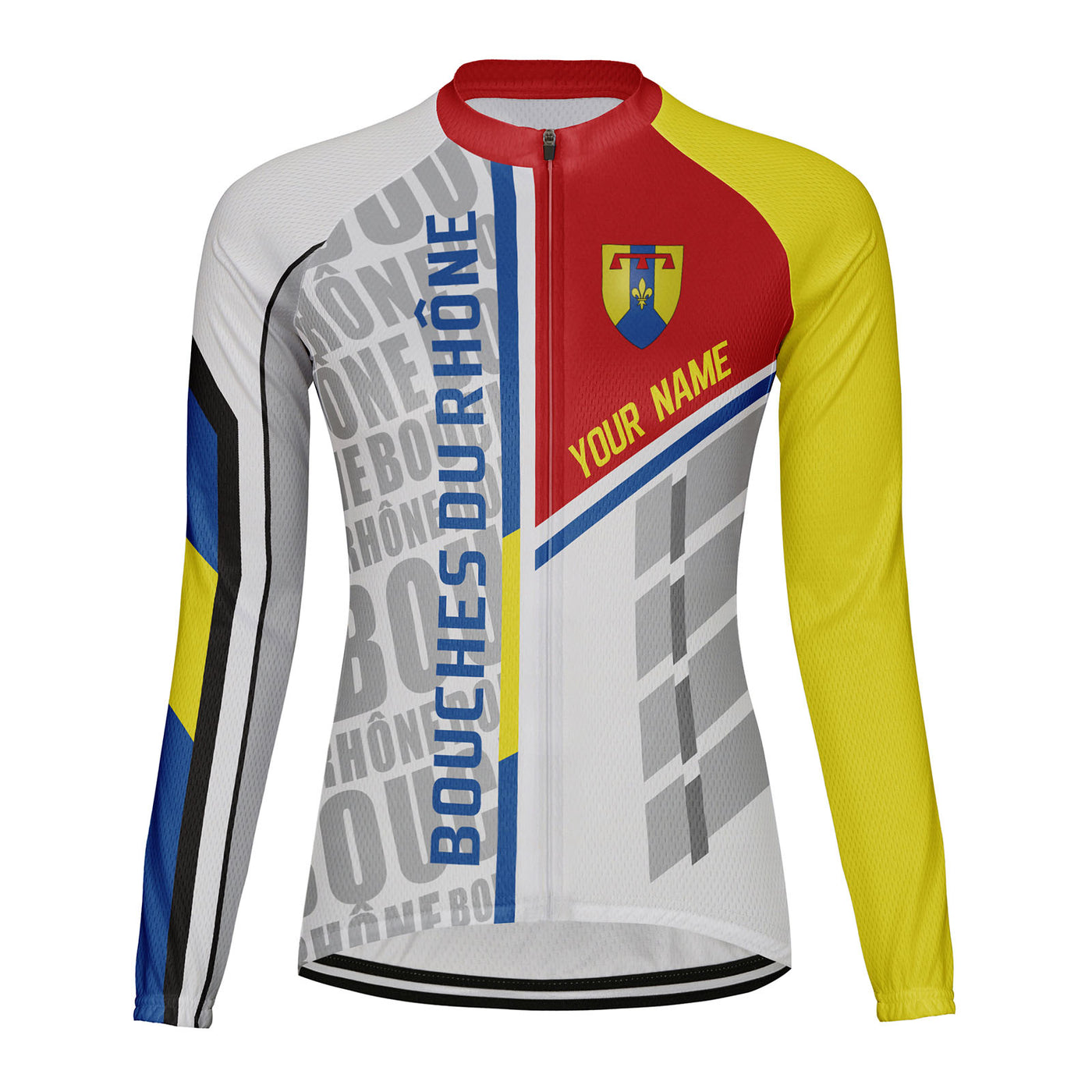 Personalized Bouches Du Rhône Women's Winter Thermal Fleece Cycling Jersey Long Sleeve