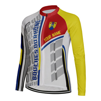 Personalized Bouches Du Rhône Women's Winter Thermal Fleece Cycling Jersey Long Sleeve