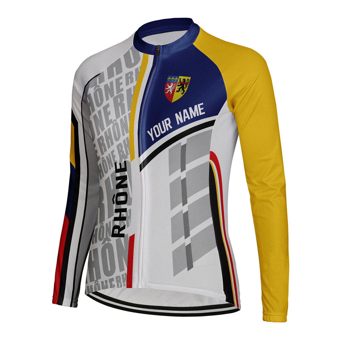 Personalized Rhône Women's Winter Thermal Fleece Cycling Jersey Long Sleeve