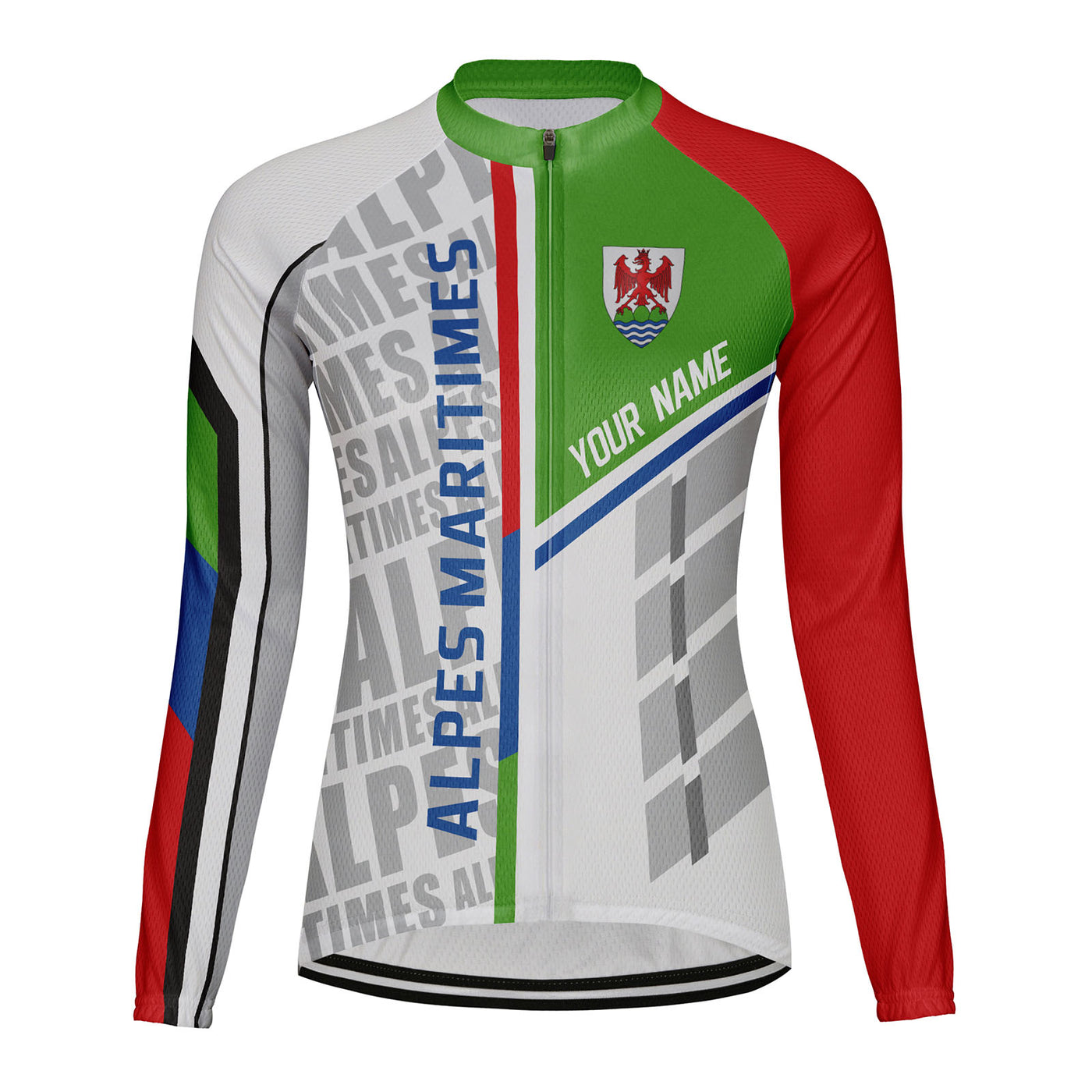 Personalized Alpes Maritimes Women's Winter Thermal Fleece Cycling Jersey Long Sleeve