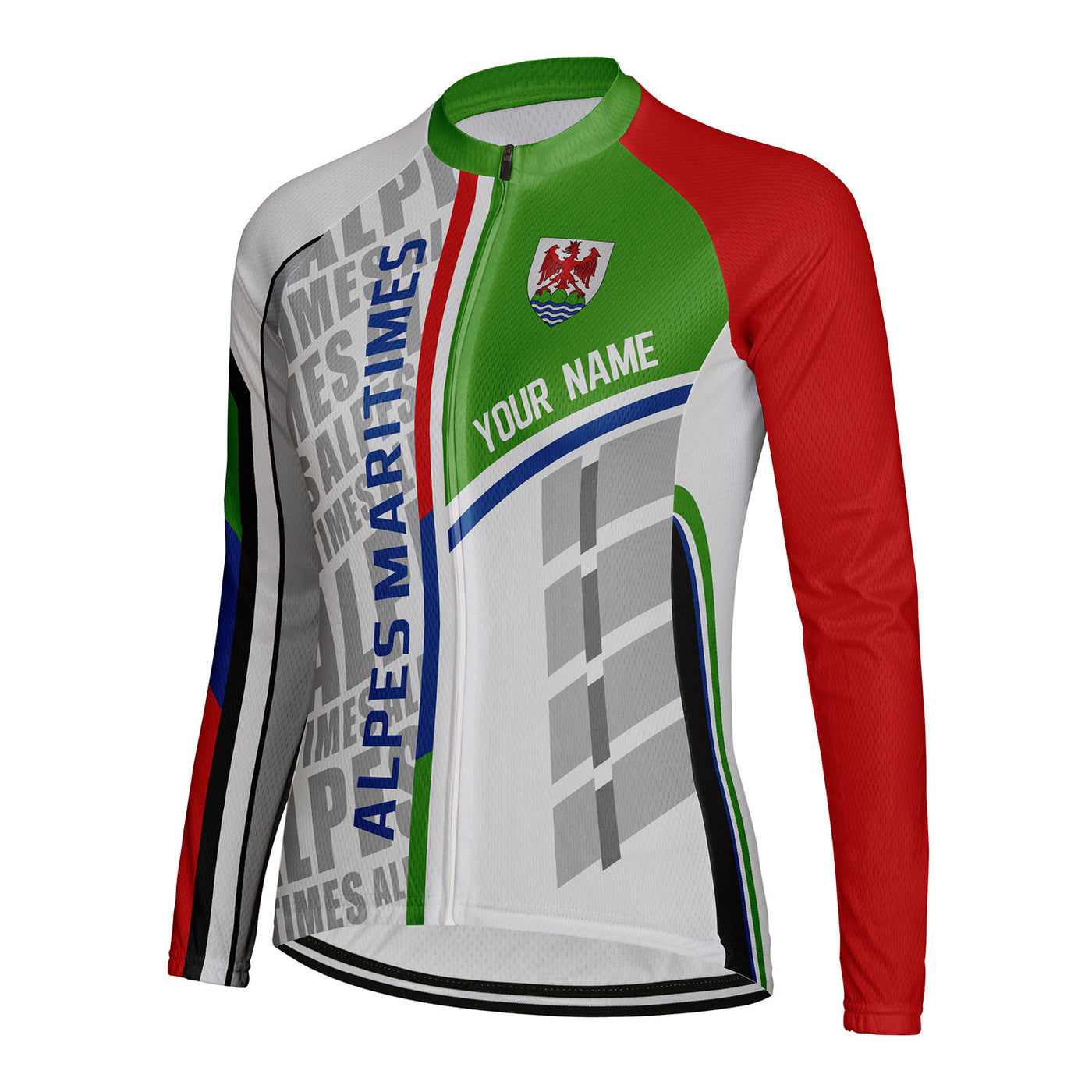 Personalized Alpes Maritimes Women's Winter Thermal Fleece Cycling Jersey Long Sleeve