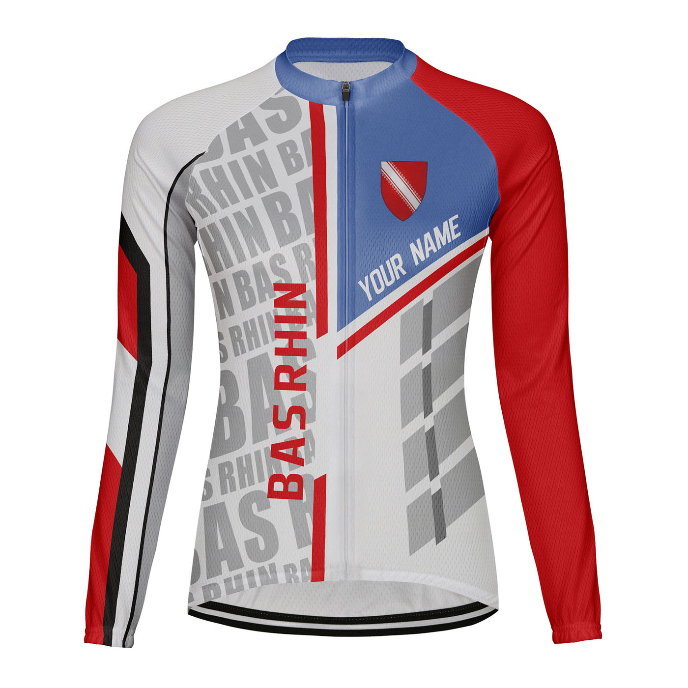 Personalized Bas Rhin Women's Winter Thermal Fleece Cycling Jersey Long Sleeve