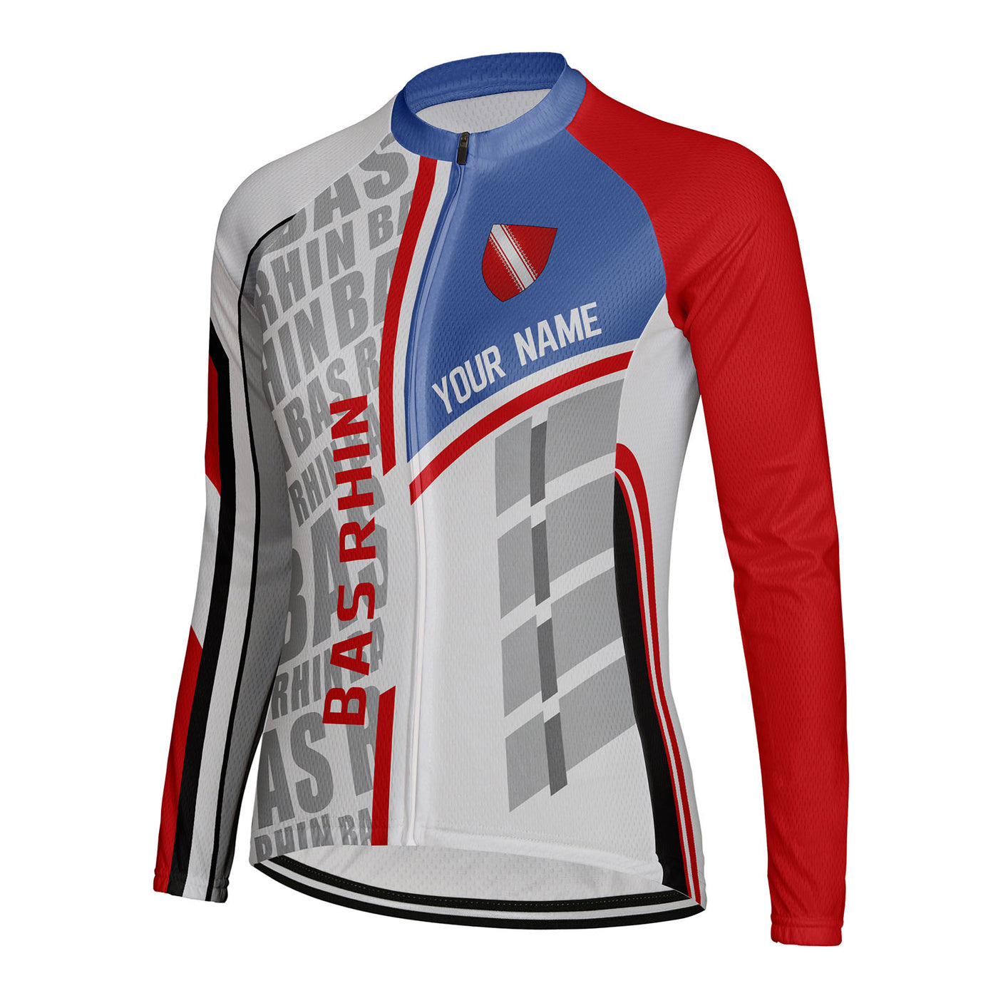 Personalized Bas Rhin Women's Winter Thermal Fleece Cycling Jersey Long Sleeve