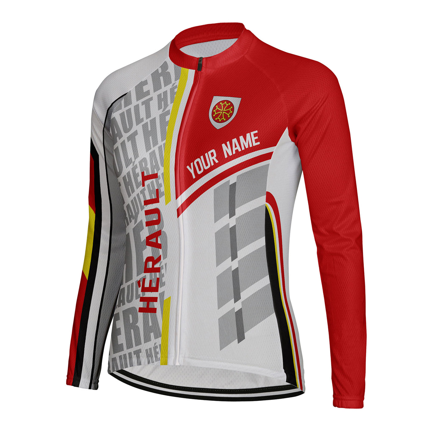 Personalized Hérault Women's Winter Thermal Fleece Cycling Jersey Long Sleeve