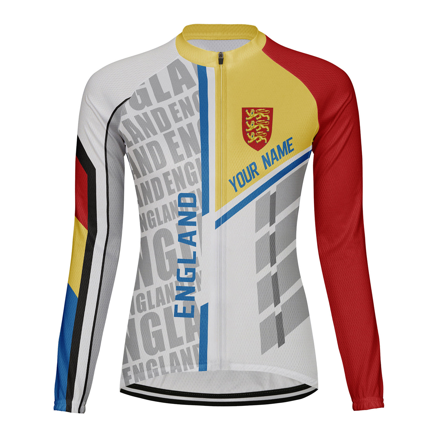 Personalized England Women's Winter Thermal Fleece Cycling Jersey Long Sleeve