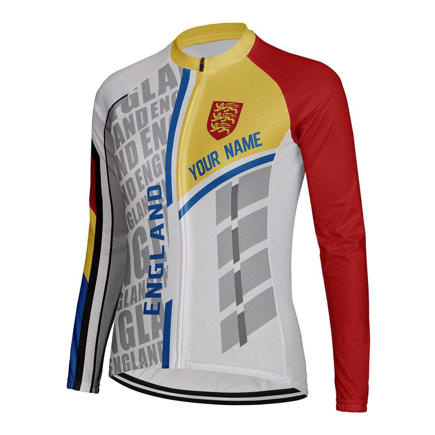 Personalized England Women's Winter Thermal Fleece Cycling Jersey Long Sleeve