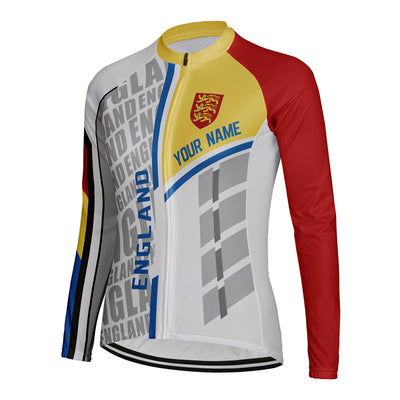 Personalized England Women's Winter Thermal Fleece Cycling Jersey Long Sleeve