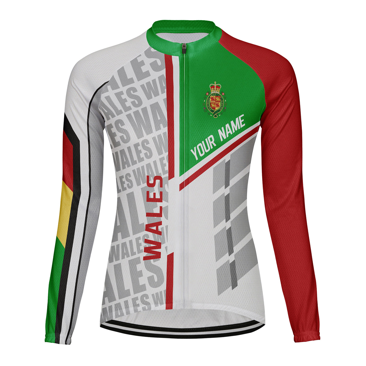 Personalized Wales Women's Winter Thermal Fleece Cycling Jersey Long Sleeve