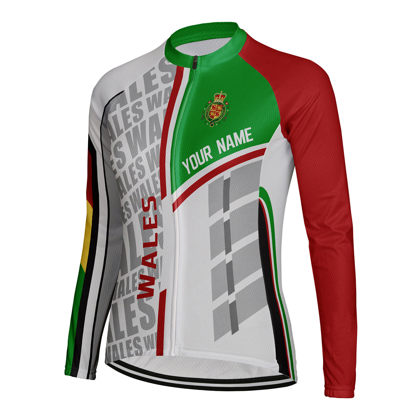 Personalized Wales Women's Winter Thermal Fleece Cycling Jersey Long Sleeve