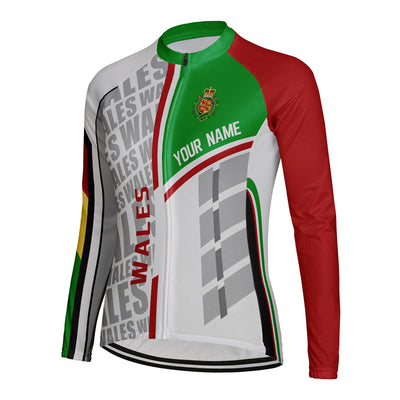 Personalized Wales Women's Winter Thermal Fleece Cycling Jersey Long Sleeve