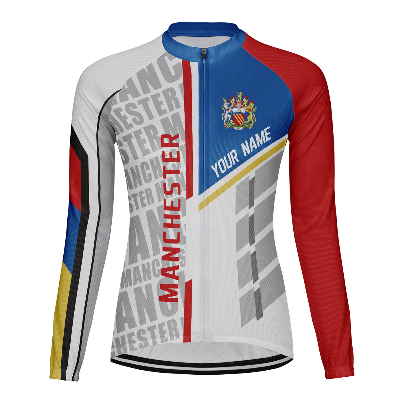 Personalized Manchester Women's Winter Thermal Fleece Cycling Jersey Long Sleeve