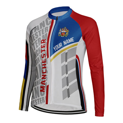 Personalized Manchester Women's Winter Thermal Fleece Cycling Jersey Long Sleeve