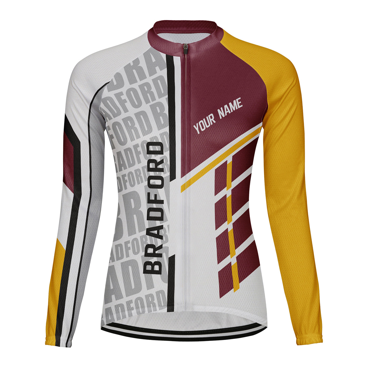 Personalized Bradford Women's Winter Thermal Fleece Cycling Jersey Long Sleeve