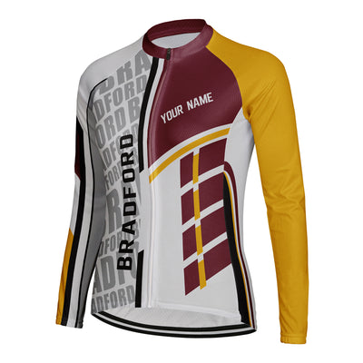 Personalized Bradford Women's Winter Thermal Fleece Cycling Jersey Long Sleeve