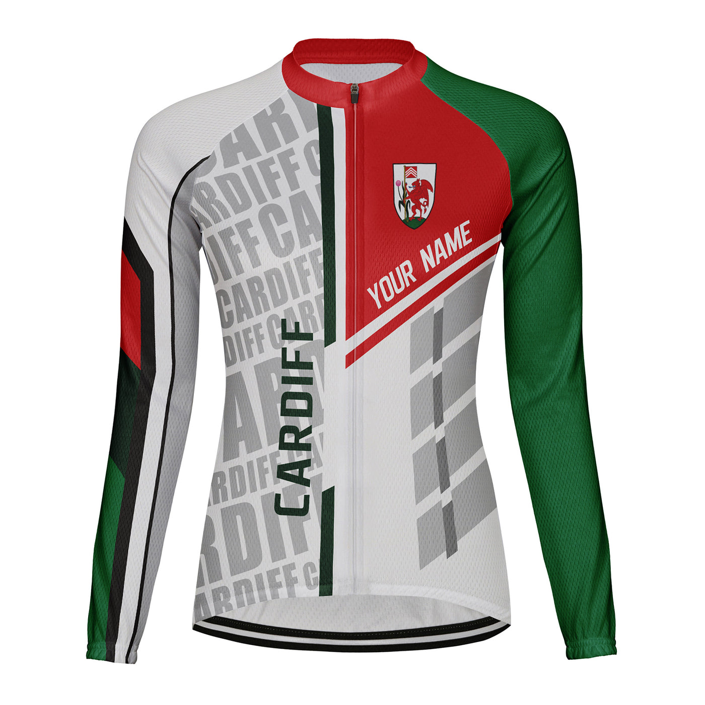 Personalized Cardiff Women's Winter Thermal Fleece Cycling Jersey Long Sleeve